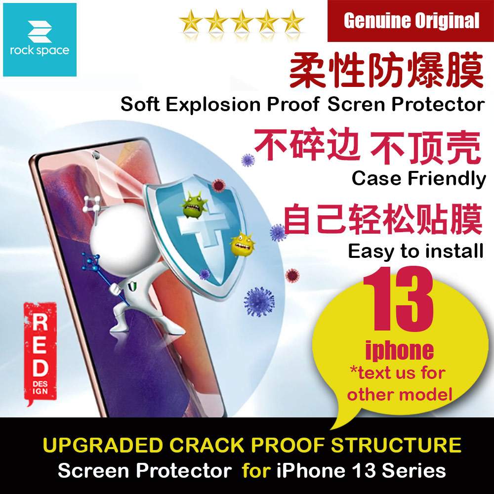 Picture of Rock Space Custom Made Crack Proof Explosion Proof Flexible TPU Soft Screen Protector for iPhone 13 Mini iPhone 13 iPhone 13 Pro iPhone 13 Pro Max (Clear Anti Bacteria) Apple iPhone 13 6.1- Apple iPhone 13 6.1 Cases, Apple iPhone 13 6.1 Covers, iPad Cases and a wide selection of Apple iPhone 13 6.1 Accessories in Malaysia, Sabah, Sarawak and Singapore 