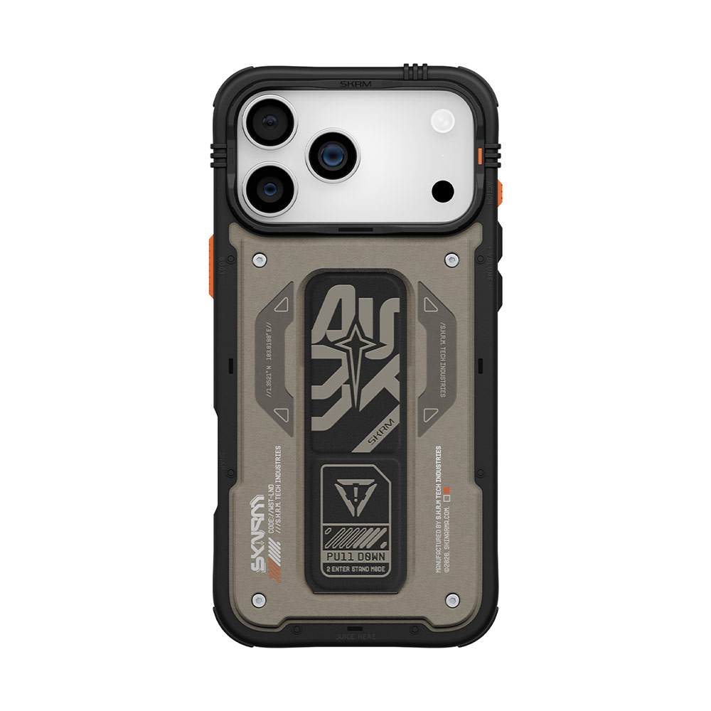 Picture of Apple iPhone 17 Pro Max 6.9 Case | Skinarma Aegis Magcharge Grip Stand Droop Protection Case for iPhone 17 Pro Max 6.9 (Grey)