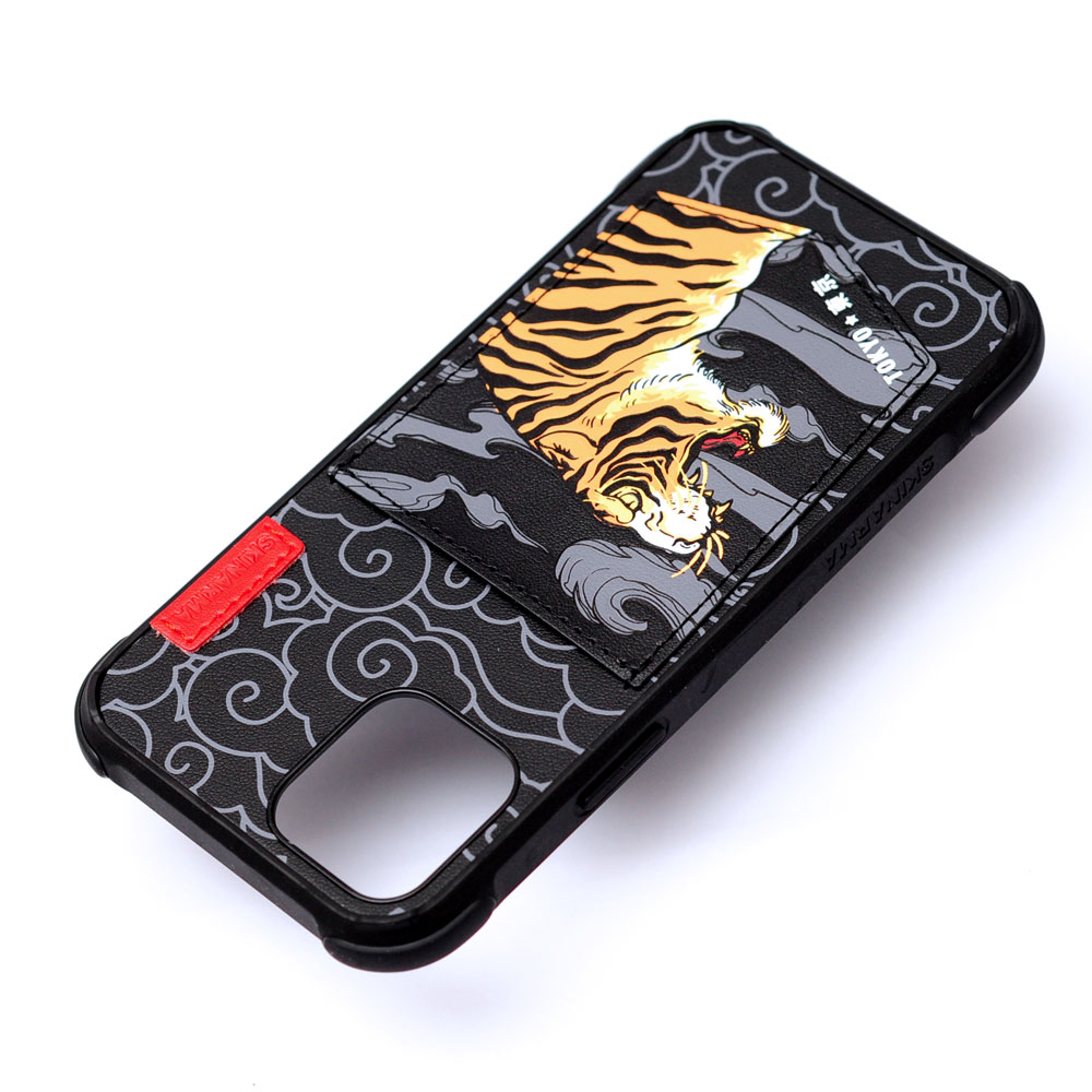 Picture of Apple iPhone 12 6.1 Case | Skinarma Leatherette Back Case Designed With Integrated Card Pocket for iPhone 12 iPhone 12 Pro 6.1 (Tiger)