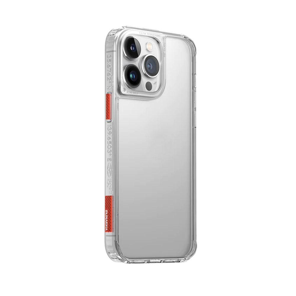 Picture of Apple iPhone 14 Pro 6.1 Case | Skinarma Saido AirGrooves Corners Series Drop Protection Case with DIY Decor Sticker for iPhone 14 Pro 6.1 (Clear)