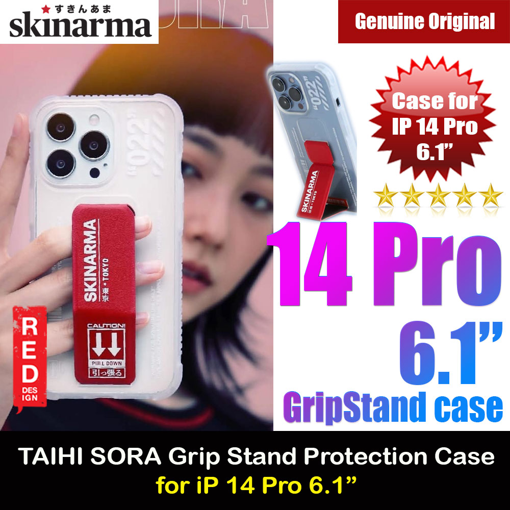 Picture of Apple iPhone 14 Pro 6.1 Case | Skinarma Taihi Sora 4 Corners Drop Protection Grip Stand Case for iPhone 14 Pro 6.1 (Red)