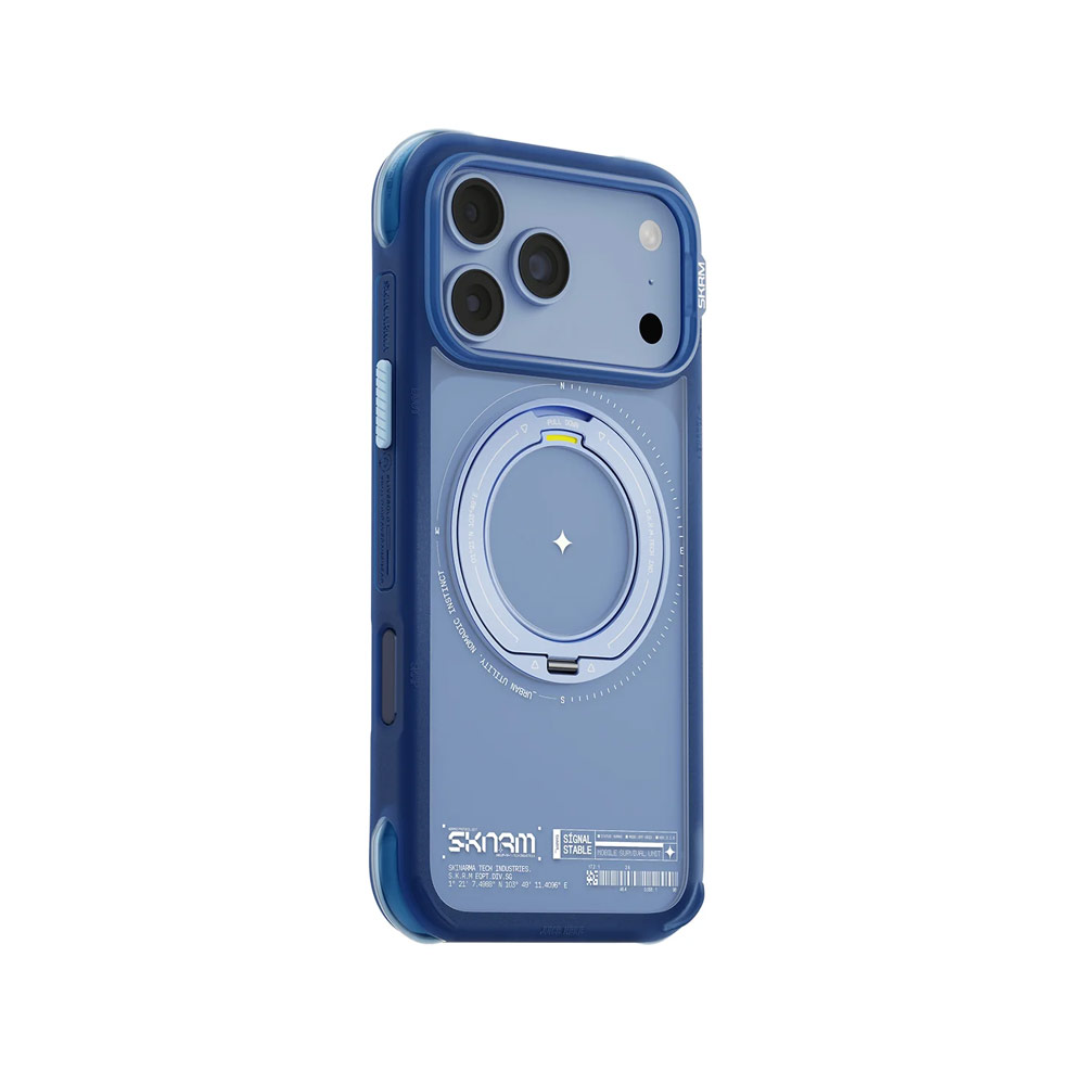 Picture of Apple iPhone 18 Pro Max Case | Skinarma Atlas Magnetic Charge 360° Rotatable Kickstand Drop Protection Case for iPhone 18 Pro Max 6.9 - Blue