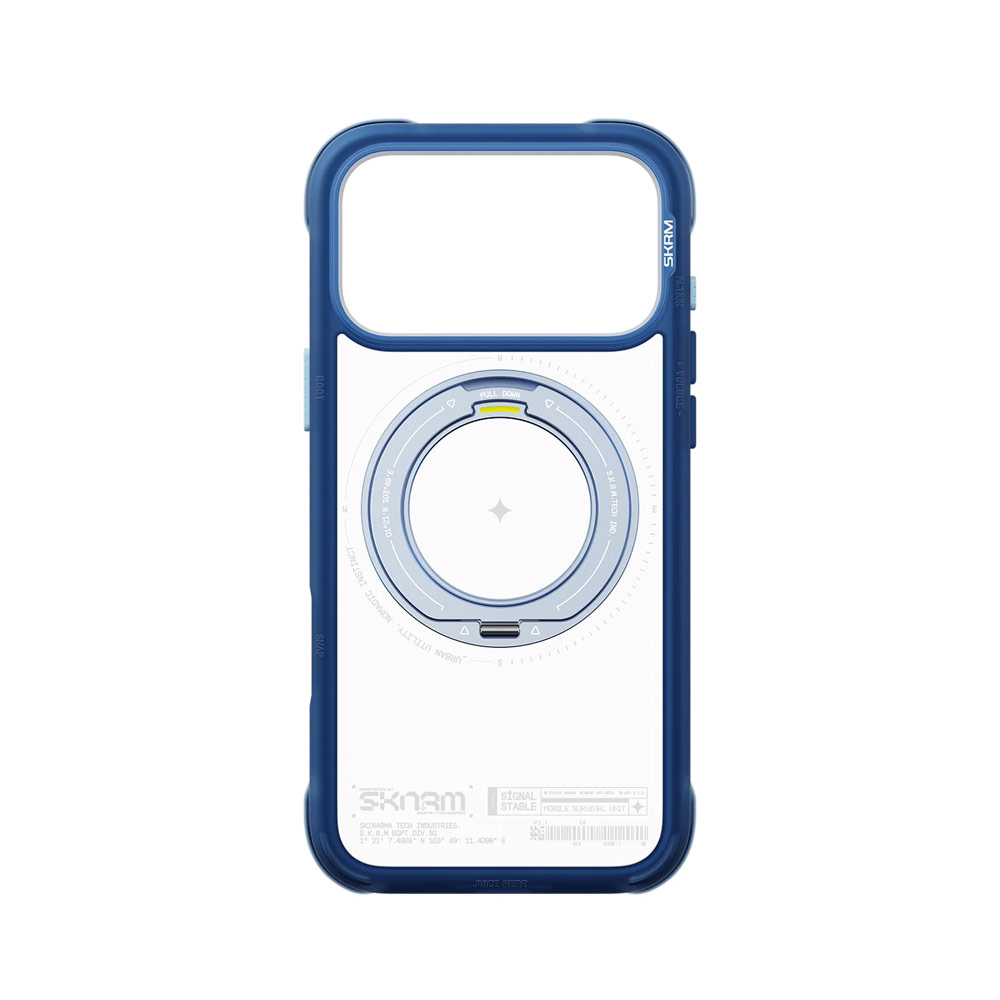 Picture of Apple iPhone 18 Pro Max Case | Skinarma Atlas Magnetic Charge 360° Rotatable Kickstand Drop Protection Case for iPhone 18 Pro Max 6.9 - Blue