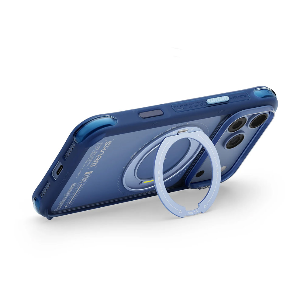 Picture of Apple iPhone 18 Pro Max Case | Skinarma Atlas Magnetic Charge 360° Rotatable Kickstand Drop Protection Case for iPhone 18 Pro Max 6.9 - Blue