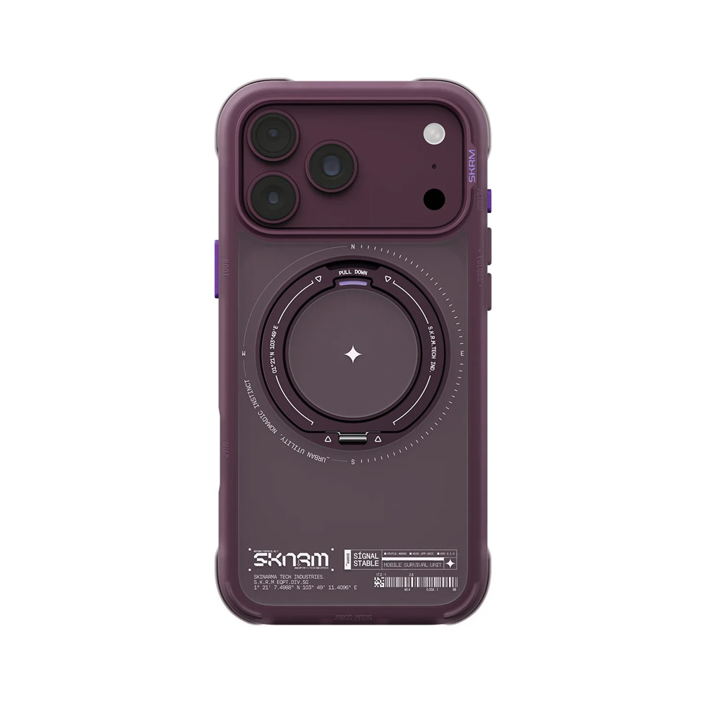 Picture of Apple iPhone 18 Pro Max Case | Skinarma Atlas Magnetic Charge 360° Rotatable Kickstand Drop Protection Case for iPhone 18 Pro Max 6.9 - Burgundy