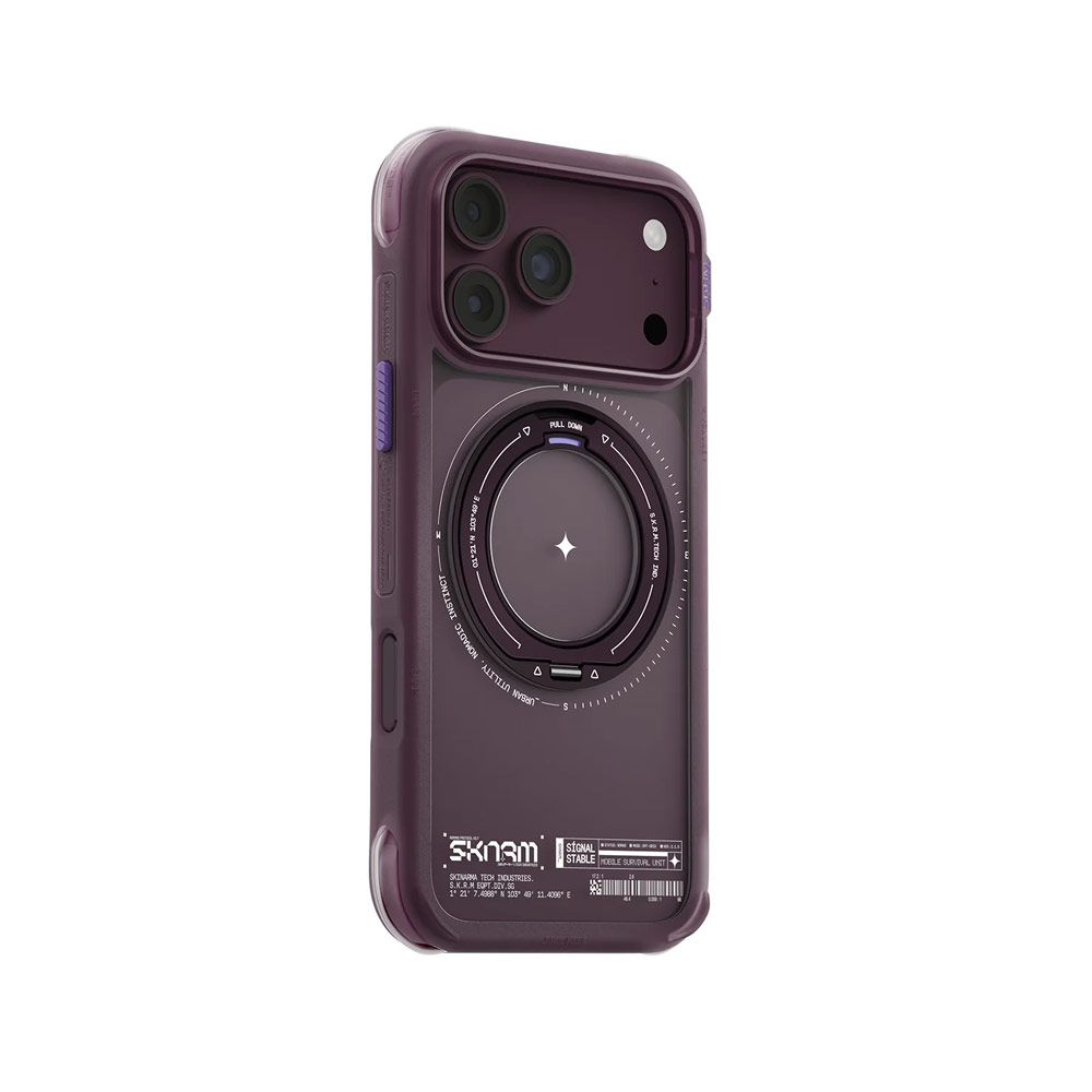 Picture of Apple iPhone 18 Pro Max Case | Skinarma Atlas Magnetic Charge 360° Rotatable Kickstand Drop Protection Case for iPhone 18 Pro Max 6.9 - Burgundy