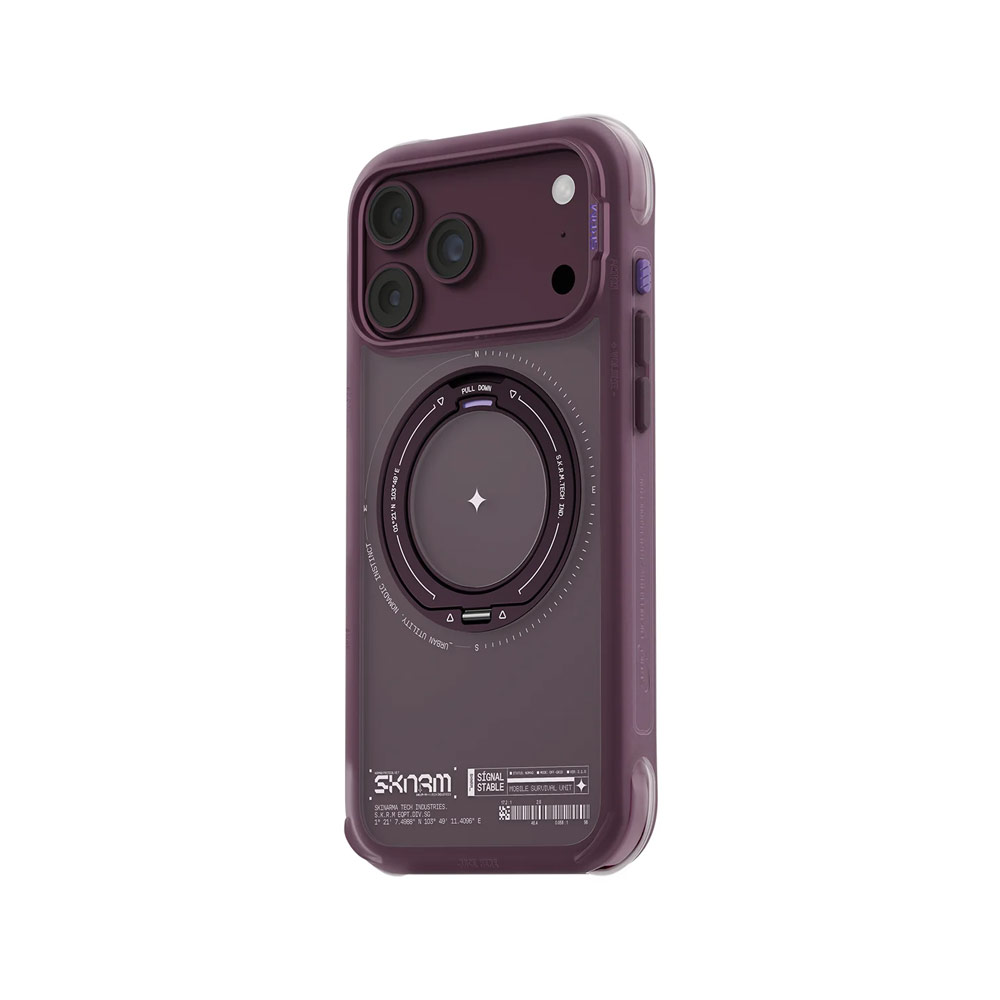 Picture of Apple iPhone 18 Pro Max Case | Skinarma Atlas Magnetic Charge 360° Rotatable Kickstand Drop Protection Case for iPhone 18 Pro Max 6.9 - Burgundy