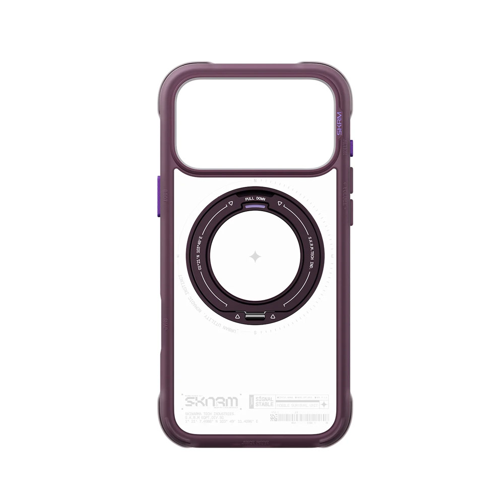 Picture of Apple iPhone 18 Pro Max Case | Skinarma Atlas Magnetic Charge 360° Rotatable Kickstand Drop Protection Case for iPhone 18 Pro Max 6.9 - Burgundy