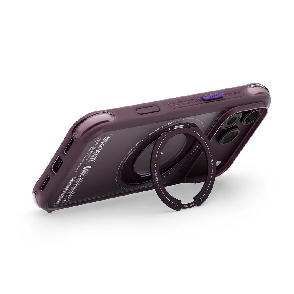Picture of Apple iPhone 18 Pro Max Case | Skinarma Atlas Magnetic Charge 360° Rotatable Kickstand Drop Protection Case for iPhone 18 Pro Max 6.9 - Burgundy