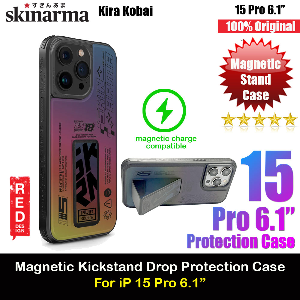 Picture of Skinarma Magnetic Charge Kickstand Grip Stand Drop Protection Case for iPhone 15 Pro 6.1 (Kira Kobai Hologram) Apple iPhone 15 Pro 6.1- Apple iPhone 15 Pro 6.1 Cases, Apple iPhone 15 Pro 6.1 Covers, iPad Cases and a wide selection of Apple iPhone 15 Pro 6.1 Accessories in Malaysia, Sabah, Sarawak and Singapore 