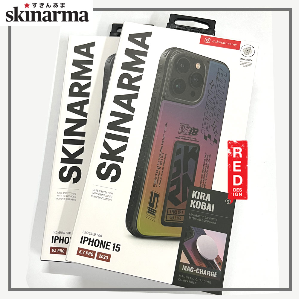 Picture of Apple iPhone 15 Pro 6.1 Case | Skinarma Magnetic Charge Kickstand Grip Stand Drop Protection Case for iPhone 15 Pro 6.1 (Kira Kobai Hologram)