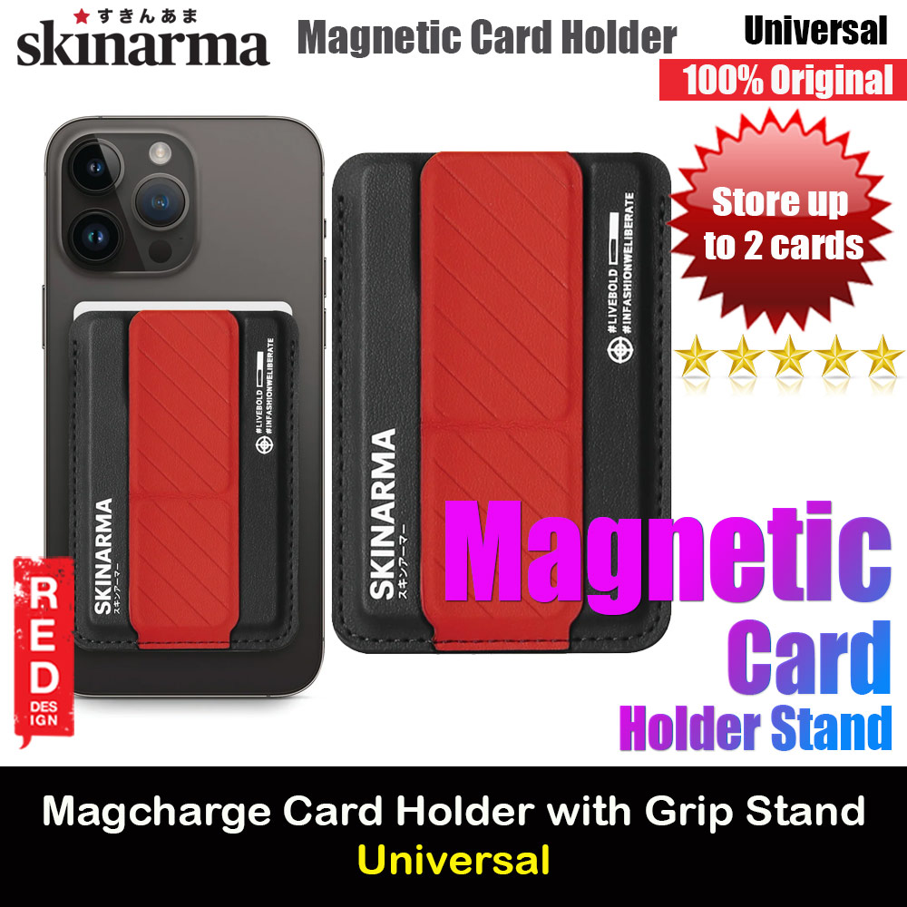 Picture of Skinarma Mag Charge Magnetic Card Holder with Stand Grip (Kado Black Red) Red Design- Red Design Cases, Red Design Covers, iPad Cases and a wide selection of Red Design Accessories in Malaysia, Sabah, Sarawak and Singapore 