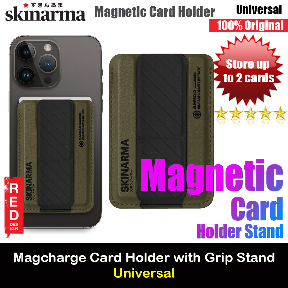 Picture of Skinarma Mag Charge Magnetic Card Holder with Stand Grip (Kado Olive) Red Design- Red Design Cases, Red Design Covers, iPad Cases and a wide selection of Red Design Accessories in Malaysia, Sabah, Sarawak and Singapore 