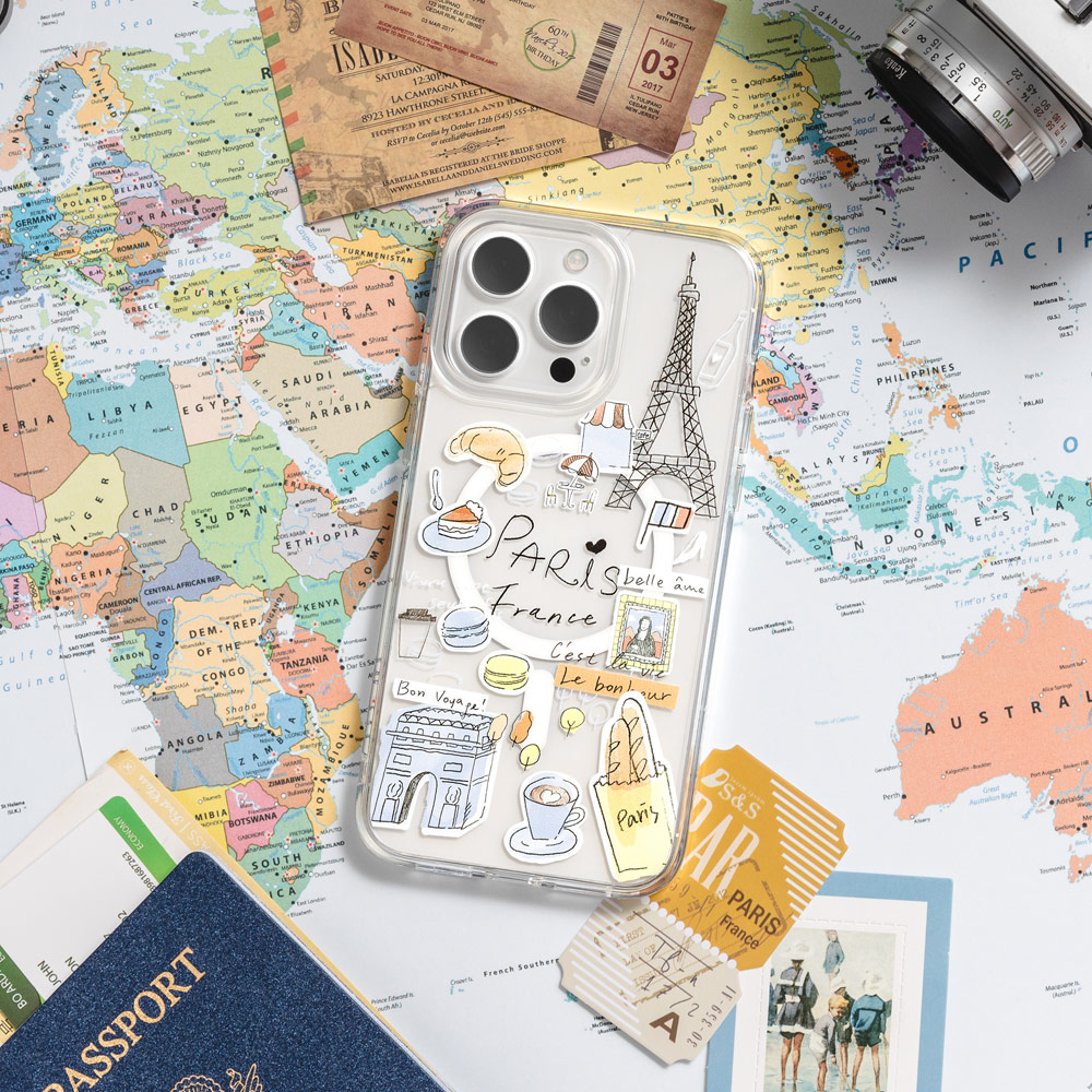 Picture of Apple iPhone 15 Pro 6.1 Case | Switcheasy Travel City Double In Mold Decoration Fashionable Magsafe Compatible Case for Apple iPhone 15 Pro 6.1 (Tokyo)