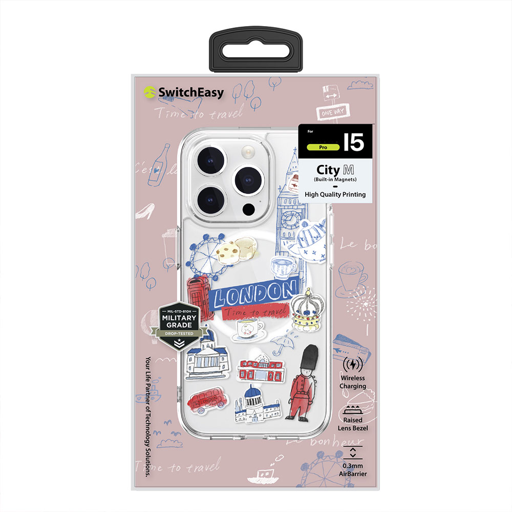 Picture of Apple iPhone 15 Pro Max 6.7 Case | Switcheasy Travel City Double In Mold Decoration Fashionable Magsafe Compatible Case for Apple iPhone 15 Pro Max 6.7 (London)
