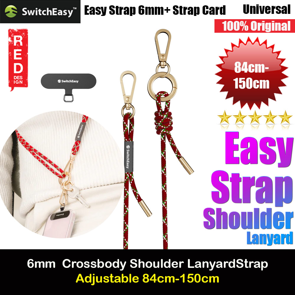 Picture of Switcheasy Easy Strap with Multiple Hang Design Crossbody Lanyard Shoulder Holder Card Link Adjustable Strap for any closed-bottom phone case (Raspberry) Red Design- Red Design Cases, Red Design Covers, iPad Cases and a wide selection of Red Design Accessories in Malaysia, Sabah, Sarawak and Singapore 