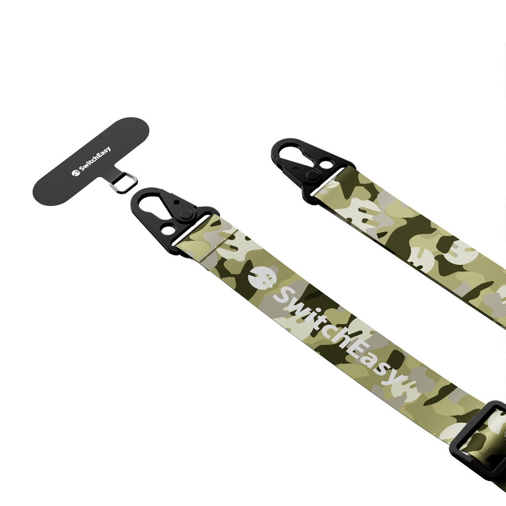 Picture of Switcheasy Easy Strap Silky Smooth Design Crossbody Lanyard Shoulder Holder Card Link Adjustable Strap 25mm for any closed-bottom phone case (Camouflage Green)