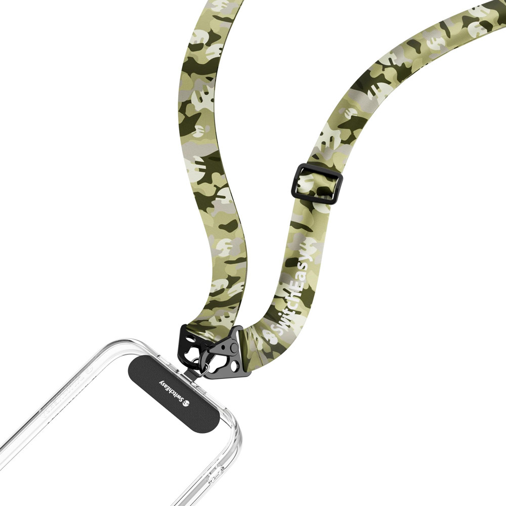 Picture of Switcheasy Easy Strap Silky Smooth Design Crossbody Lanyard Shoulder Holder Card Link Adjustable Strap 25mm for any closed-bottom phone case (Camouflage Green)