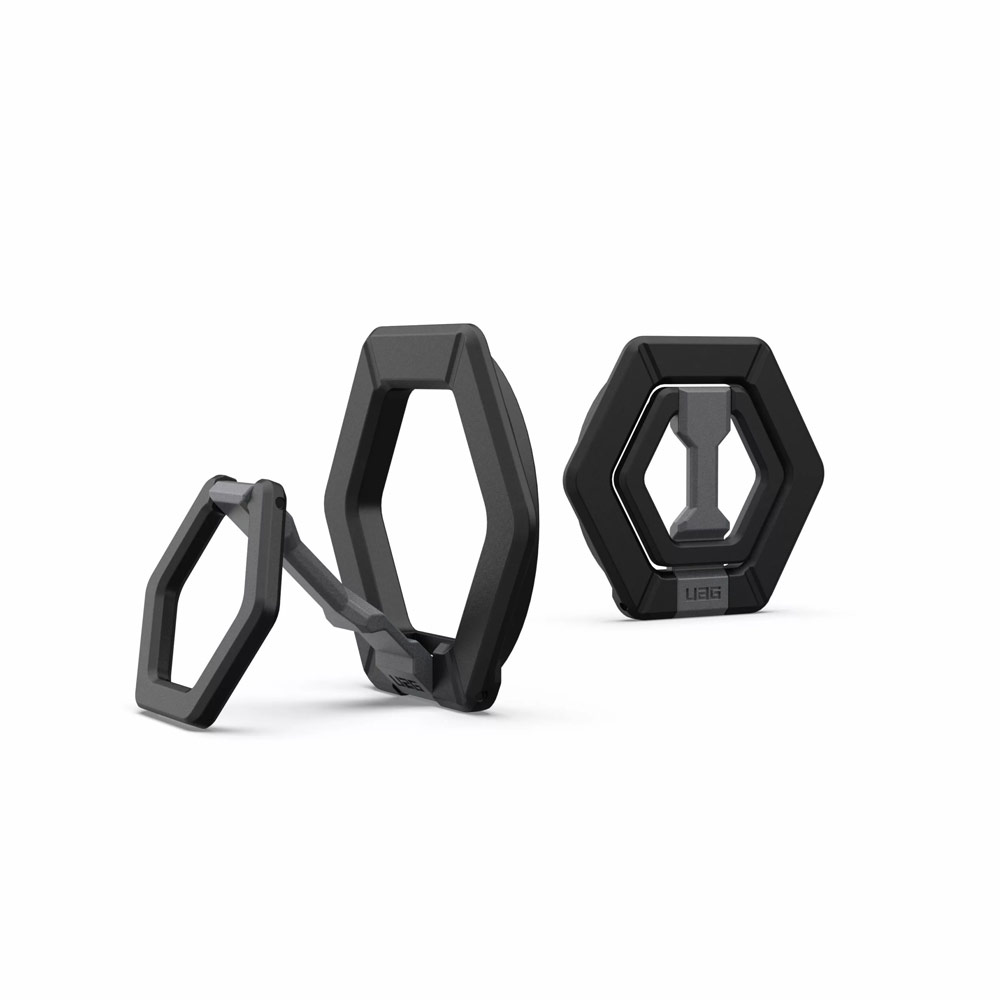 Picture of UAG Magnetic Ring Stand Holder Phone Grip and Kickstand Stand Compatible with Magsafe (Black Silver)