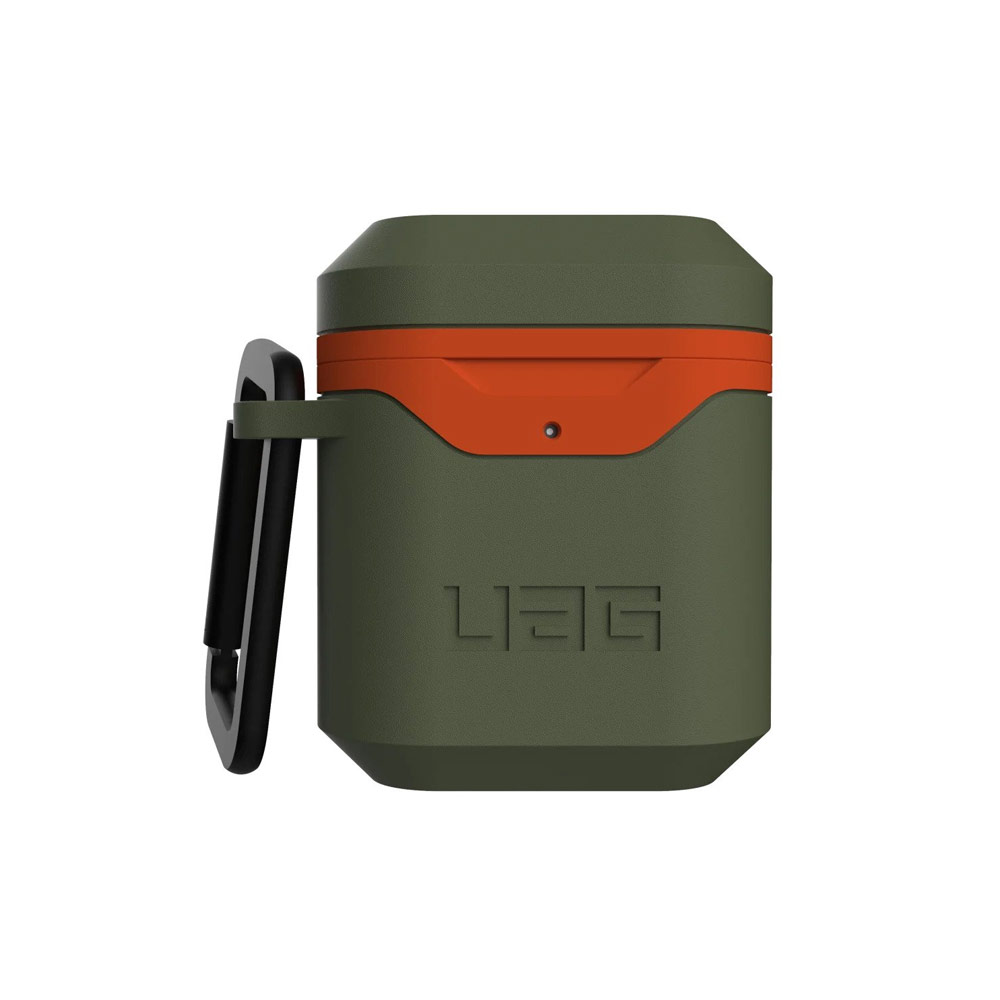 Picture of Apple Airpods 1 Case | UAG Standard Issue Hard V2 Case with Detachable Carabiner for Airpods Gen 1 Airpods Gen 2 (Olive Orange)