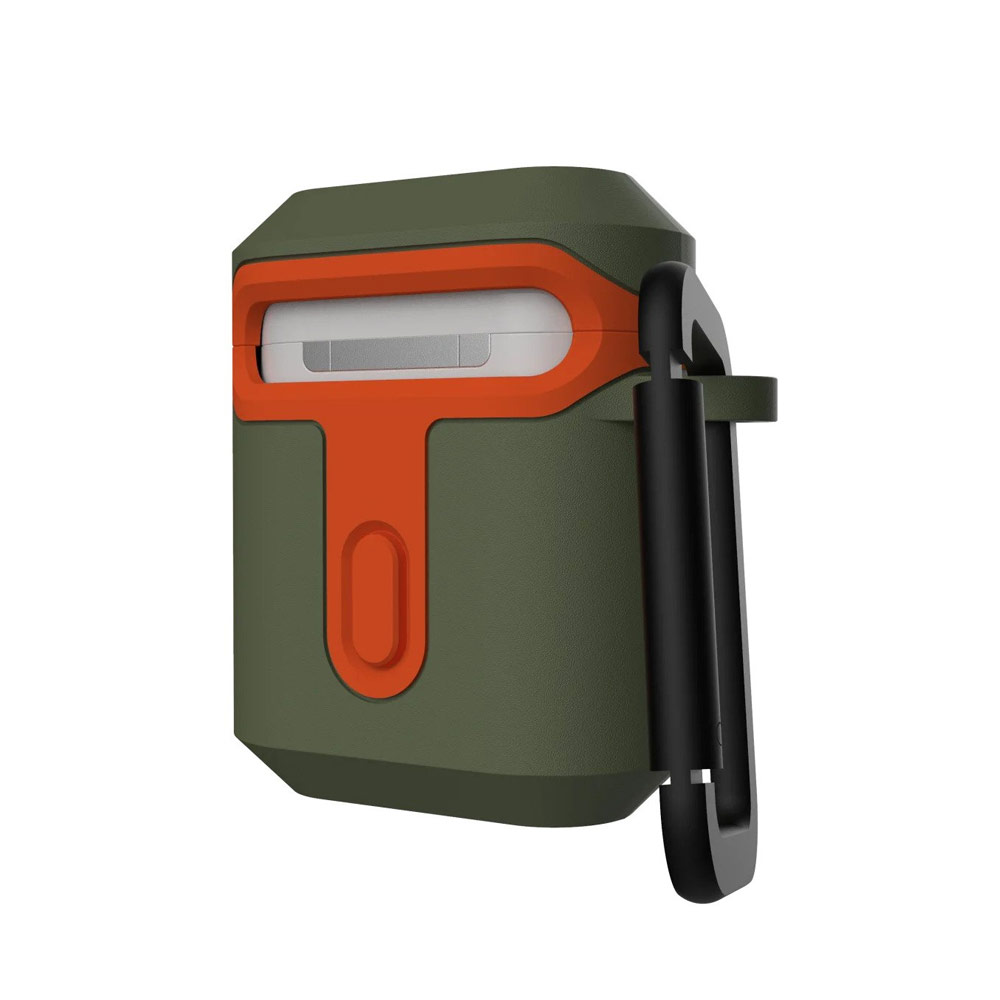 Picture of Apple Airpods 1 Case | UAG Standard Issue Hard V2 Case with Detachable Carabiner for Airpods Gen 1 Airpods Gen 2 (Olive Orange)
