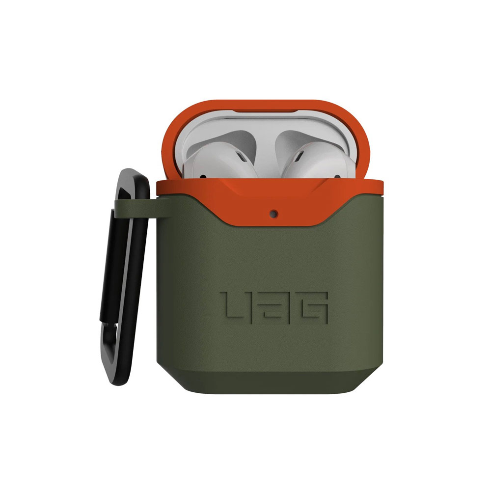 Picture of Apple Airpods 1 Case | UAG Standard Issue Hard V2 Case with Detachable Carabiner for Airpods Gen 1 Airpods Gen 2 (Olive Orange)