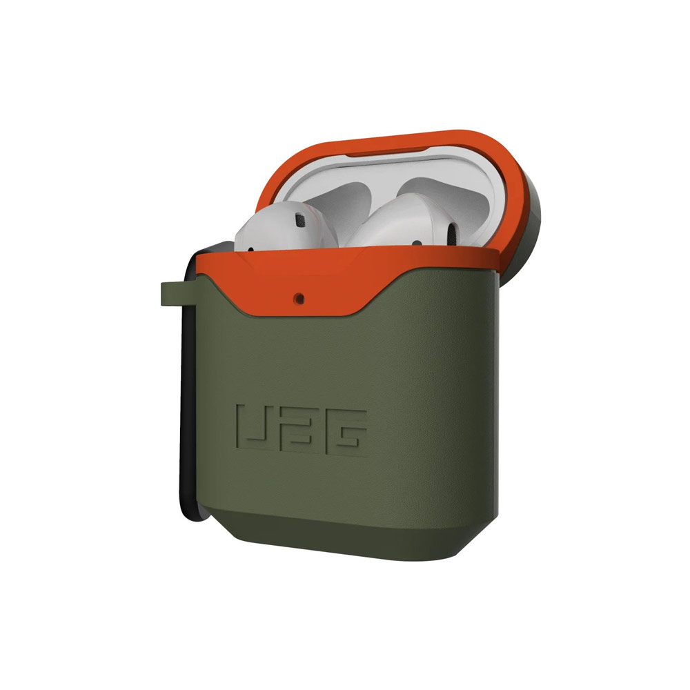 Picture of Apple Airpods 1 Case | UAG Standard Issue Hard V2 Case with Detachable Carabiner for Airpods Gen 1 Airpods Gen 2 (Olive Orange)