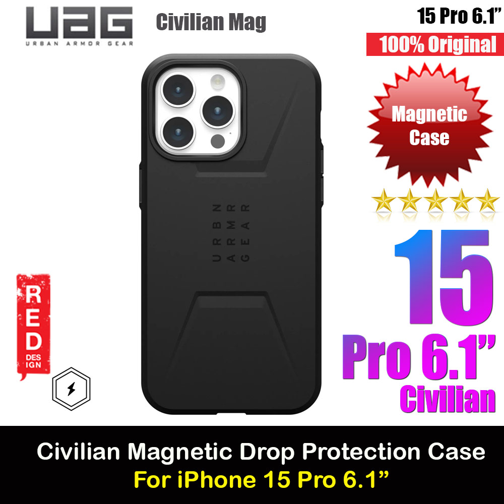 Picture of UAG Civilian Magsafe Drop Proof Shock Absorbing Drop Protection Case Case for iPhone 15 Pro 6.1 (Black) Apple iPhone 15 Pro 6.1- Apple iPhone 15 Pro 6.1 Cases, Apple iPhone 15 Pro 6.1 Covers, iPad Cases and a wide selection of Apple iPhone 15 Pro 6.1 Accessories in Malaysia, Sabah, Sarawak and Singapore 