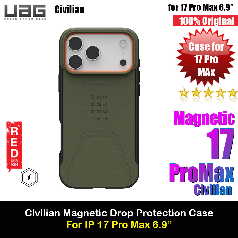 Picture of UAG Civilian Magsafe Drop Proof Shock Absorbing Drop Protection Case Case for iPhone 17 Pro Max 6.9 (Olive) Apple iPhone 17 Pro Max 6.9- Apple iPhone 17 Pro Max 6.9 Cases, Apple iPhone 17 Pro Max 6.9 Covers, iPad Cases and a wide selection of Apple iPhone 17 Pro Max 6.9 Accessories in Malaysia, Sabah, Sarawak and Singapore 