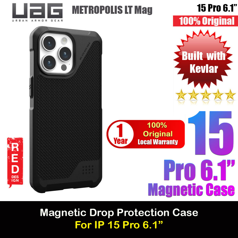 Picture of UAG Metropolis LT Magsafe Drop Proof Shock Absorbing Drop Protection Case for iPhone 15 Pro 6.1 (Kevlar Black) Apple iPhone 15 Pro 6.1- Apple iPhone 15 Pro 6.1 Cases, Apple iPhone 15 Pro 6.1 Covers, iPad Cases and a wide selection of Apple iPhone 15 Pro 6.1 Accessories in Malaysia, Sabah, Sarawak and Singapore 