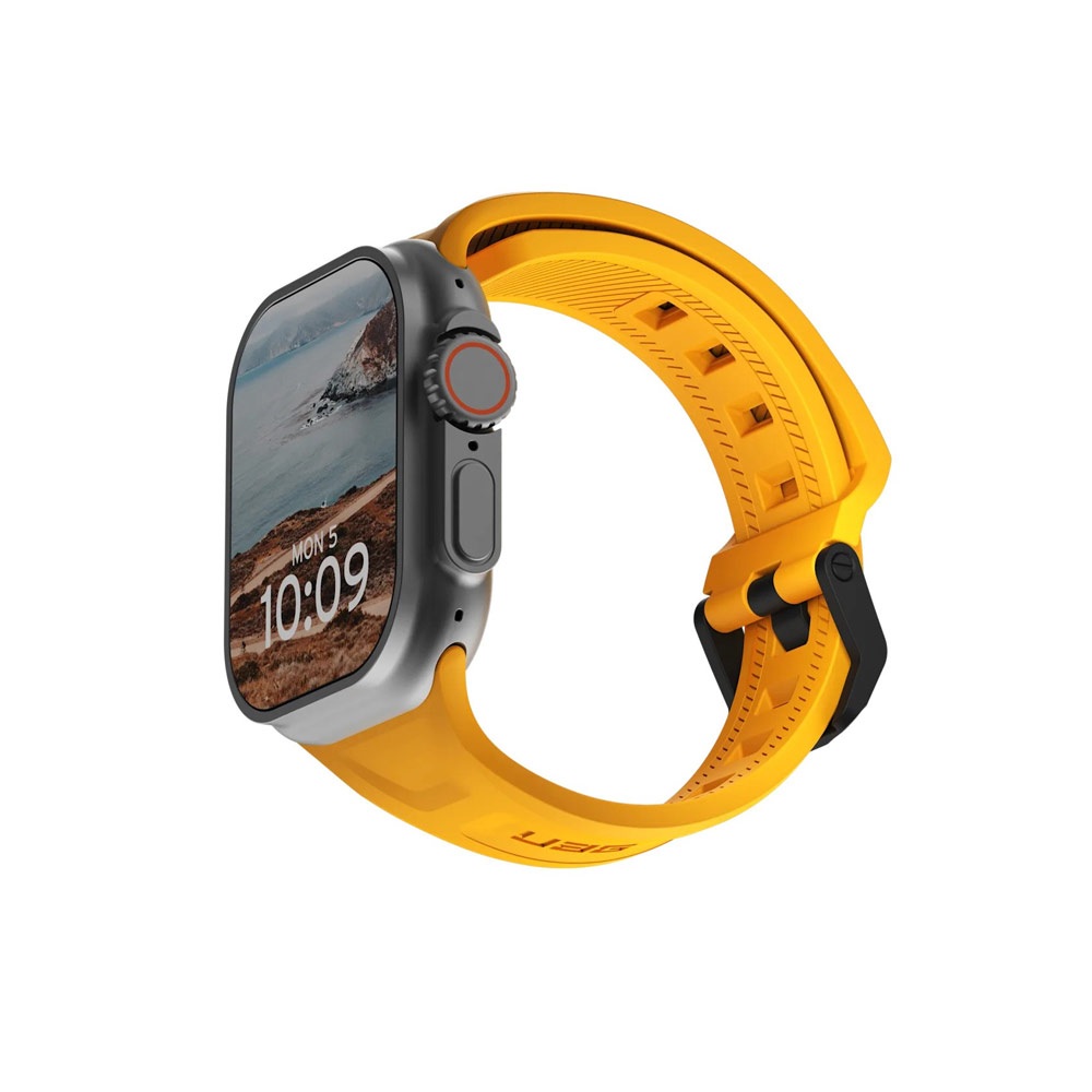 Picture of Apple Watch 10 46mm  | UAG Scout Silicone Strap for Apple Watch 44mm 45mm 46mm 49mm Ultra 1 2 3 (Heritage Yellow)