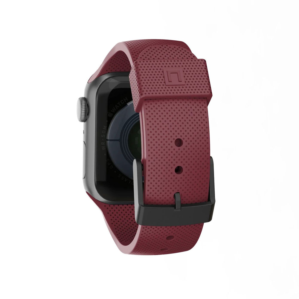 Picture of Apple Watch 44mm  | UAG [U] Dot Silicone Strap for Apple Watch 44mm Series 4 Series 5 Series 6 Series SE Series 8 45mm 49mm Ultra (Aubergine)