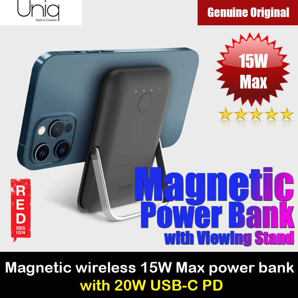 Picture of Uniq Hoveo Magnetic Wireless Powerbank 15W Max 20W USB-C PD with Viewing Stand (Grey) Red Design- Red Design Cases, Red Design Covers, iPad Cases and a wide selection of Red Design Accessories in Malaysia, Sabah, Sarawak and Singapore 