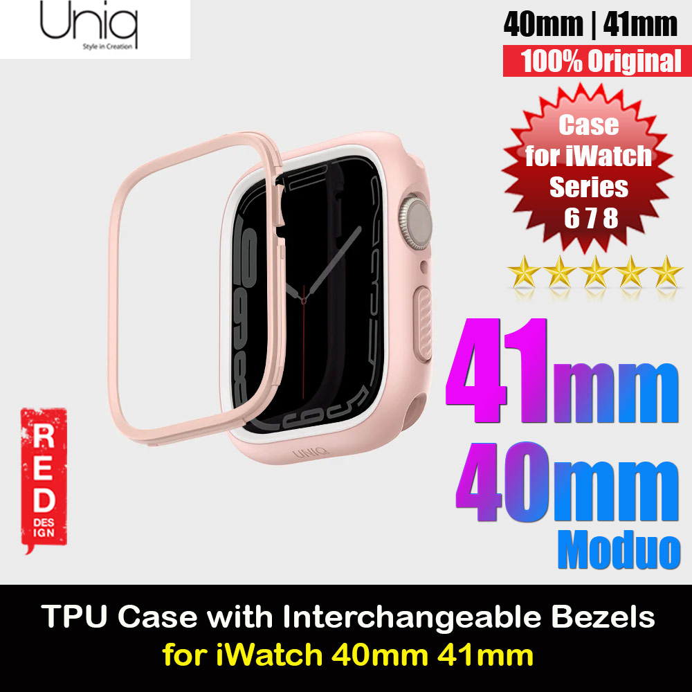 Picture of Uniq Moduo Mix and Match Color TPU Bumper with Polycarbonate Bezel Series Case for Apple Watch 41mm 40mm (Pink White) Apple Watch 41mm- Apple Watch 41mm Cases, Apple Watch 41mm Covers, iPad Cases and a wide selection of Apple Watch 41mm Accessories in Malaysia, Sabah, Sarawak and Singapore 