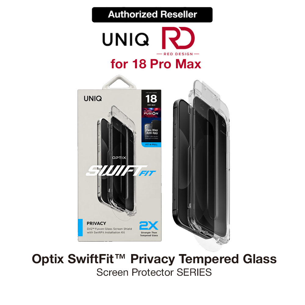 Picture of Uniq Optix SwiftFit Privacy Tempered Glass Screen Protector for iPhone 18 Pro Max - Privacy Apple iPhone 18 Pro Max- Apple iPhone 18 Pro Max Cases, Apple iPhone 18 Pro Max Covers, iPad Cases and a wide selection of Apple iPhone 18 Pro Max Accessories in Malaysia, Sabah, Sarawak and Singapore 