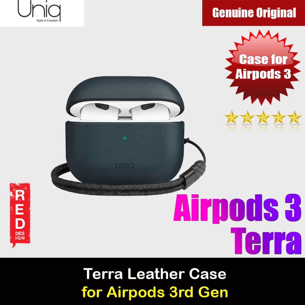 Picture of Uniq Terra Airpod Genuine Leather Snap Case with Braided Wrist Strap for Airpods 3 Airpods 3rd Gen (Nautical Blue) Apple Airpods 3- Apple Airpods 3 Cases, Apple Airpods 3 Covers, iPad Cases and a wide selection of Apple Airpods 3 Accessories in Malaysia, Sabah, Sarawak and Singapore 