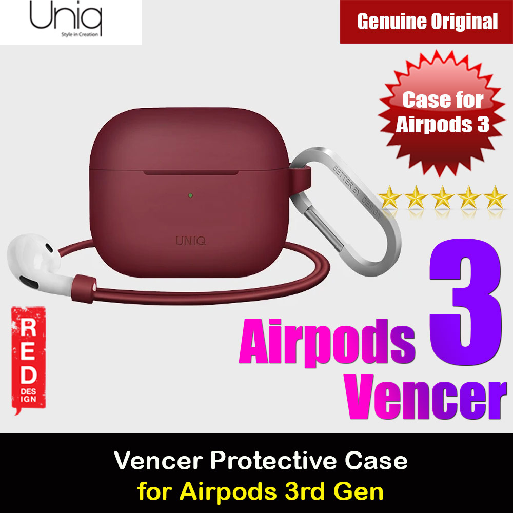 Picture of Uniq Vencer Airpods 3 High Quality Premium Silicone Case with Aluminium Carabiner for Airpods 3 Airpods 3rd Gen (Burgundy Maroon) Apple Airpods 3- Apple Airpods 3 Cases, Apple Airpods 3 Covers, iPad Cases and a wide selection of Apple Airpods 3 Accessories in Malaysia, Sabah, Sarawak and Singapore 