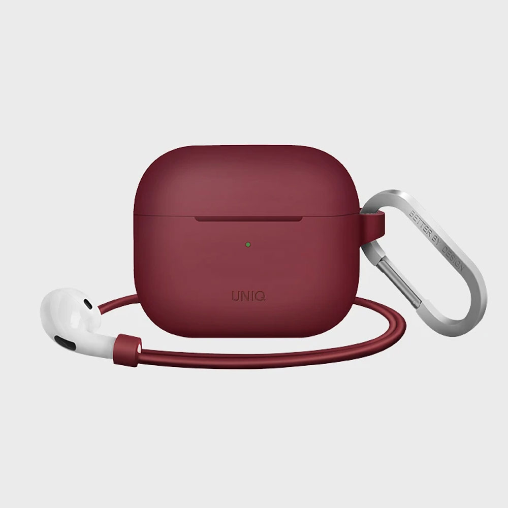 Picture of Apple Airpods 3 Case | Uniq Vencer Airpods 3 High Quality Premium Silicone Case with Aluminium Carabiner for Airpods 3 Airpods 3rd Gen (Burgundy Maroon)