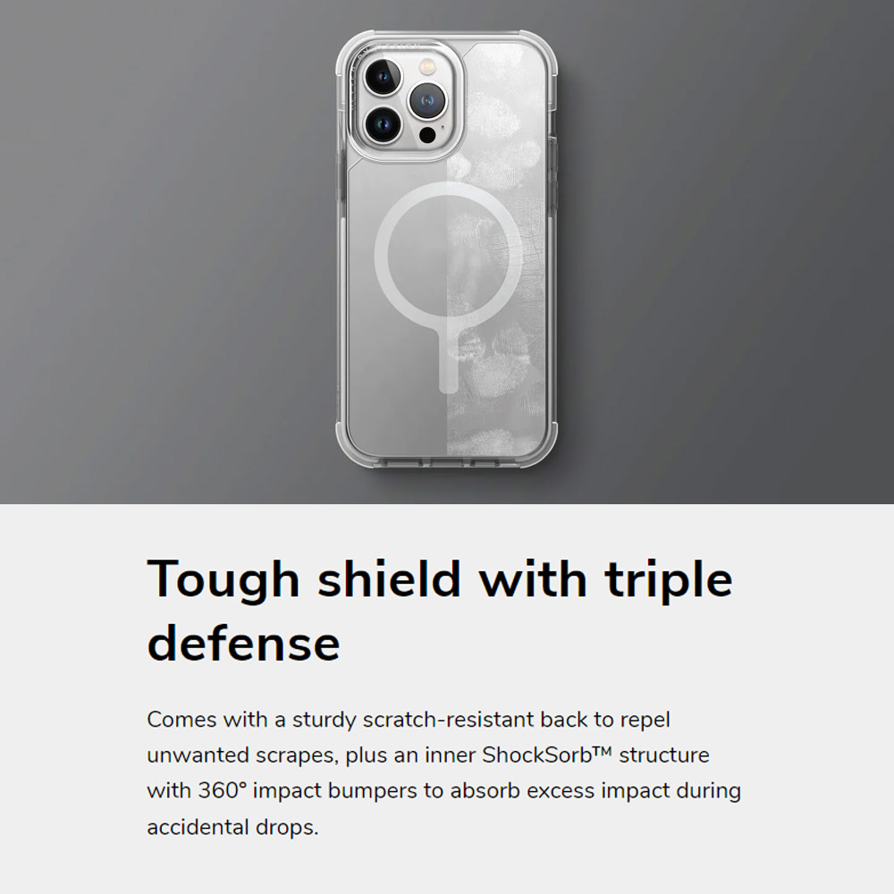 Picture of Apple iPhone 15 Pro 6.1 Case | Uniq Magclick Combat Hybrid Ultra Tough Drop Protection Magnetic Charge Compatible Case for iPhone 15 Pro 6.1 (Grey)