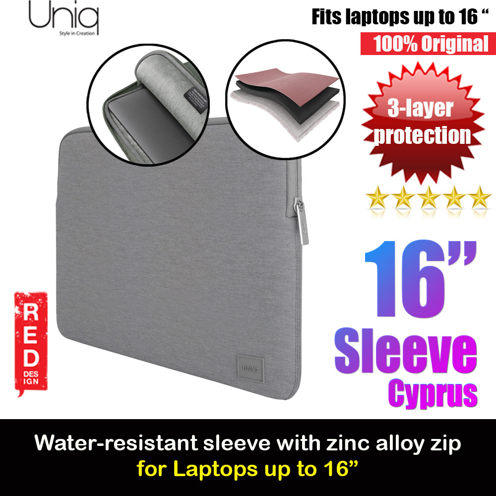 Picture of Uniq Cyprus Water Resistant Neoprene 3 Layer Protection Laptop Notebook Sleeve fit up to 16 inches (Grey) Red Design- Red Design Cases, Red Design Covers, iPad Cases and a wide selection of Red Design Accessories in Malaysia, Sabah, Sarawak and Singapore 