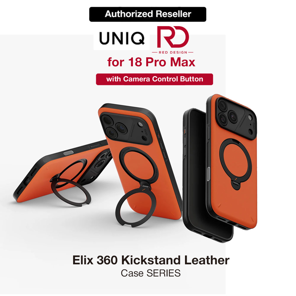 Picture of Uniq Elix 360 Kickstand Leather Drop Protection Magnetic Case with Camera Control Button for iPhone 18 Pro Max  - Volt Orange Apple iPhone 18 Pro Max- Apple iPhone 18 Pro Max Cases, Apple iPhone 18 Pro Max Covers, iPad Cases and a wide selection of Apple iPhone 18 Pro Max Accessories in Malaysia, Sabah, Sarawak and Singapore 