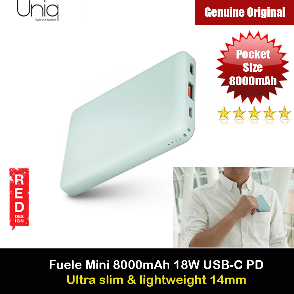 Picture of Uniq FUELE MINI POCKETSLIM 18W Power Delivery Fast Charge Power Bank Travel Slim Power Bank with Type C Fast Charge Input Output (Green) Red Design- Red Design Cases, Red Design Covers, iPad Cases and a wide selection of Red Design Accessories in Malaysia, Sabah, Sarawak and Singapore 