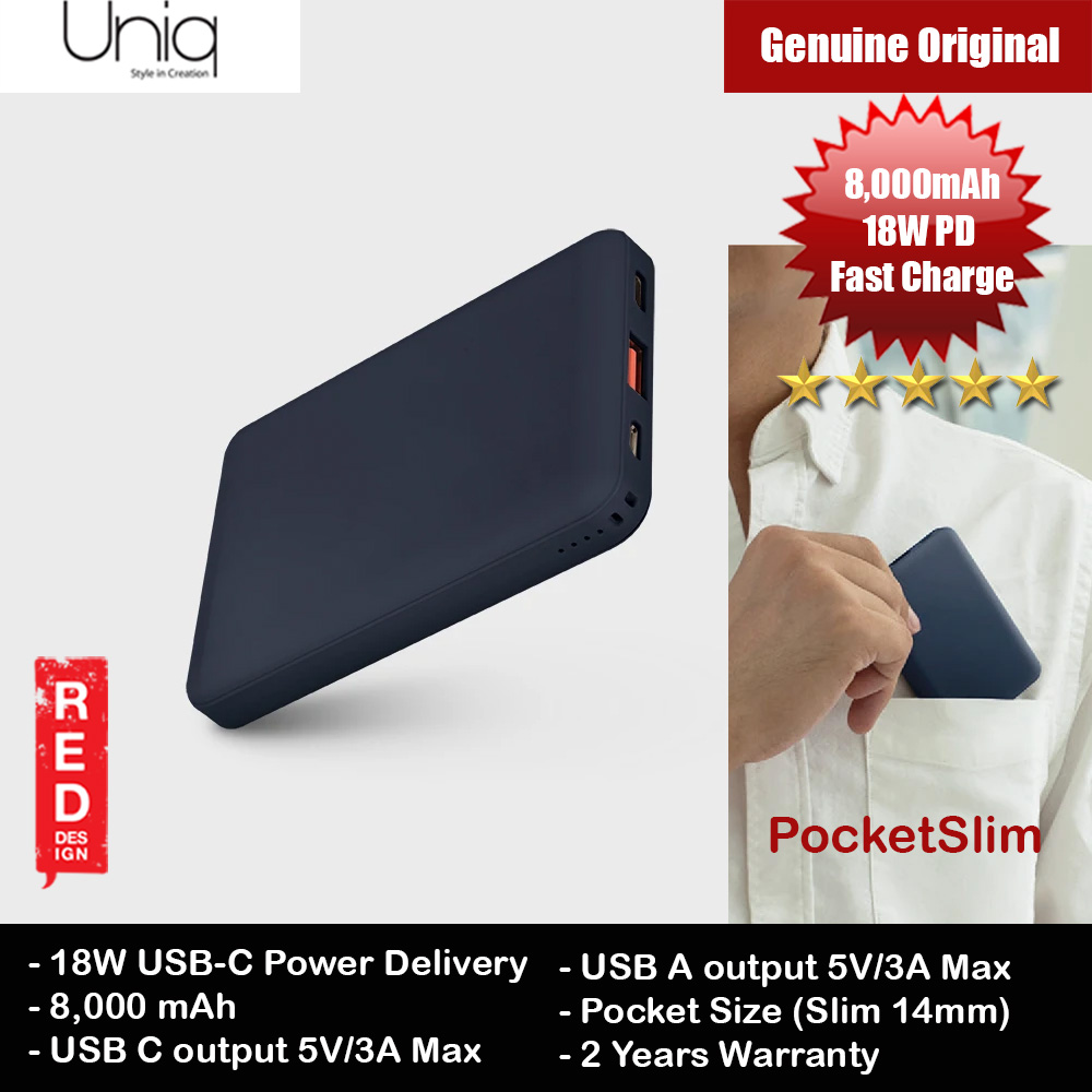 Picture of Uniq FUELE MINI POCKETSLIM 18W Power Delivery Fast Charge Power Bank Travel Slim Power Bank with Type C Fast Charge Input Output (Blue) Red Design- Red Design Cases, Red Design Covers, iPad Cases and a wide selection of Red Design Accessories in Malaysia, Sabah, Sarawak and Singapore 