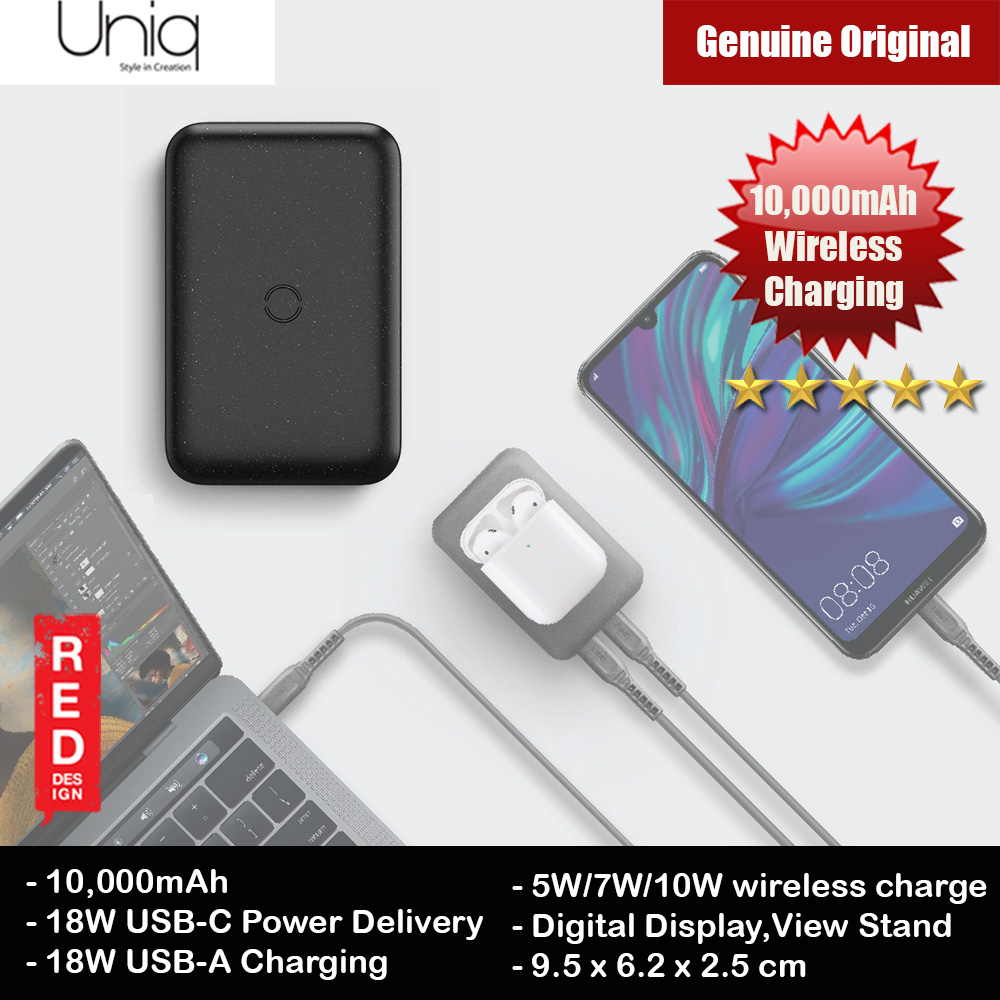 Picture of Uniq Hyde Air 18W Power Delivery Fast Charge Wireless Power Bank with Type C Fast Charge Input Output for iPhone iPad Airpods Airpods Pro (Black) Red Design- Red Design Cases, Red Design Covers, iPad Cases and a wide selection of Red Design Accessories in Malaysia, Sabah, Sarawak and Singapore 