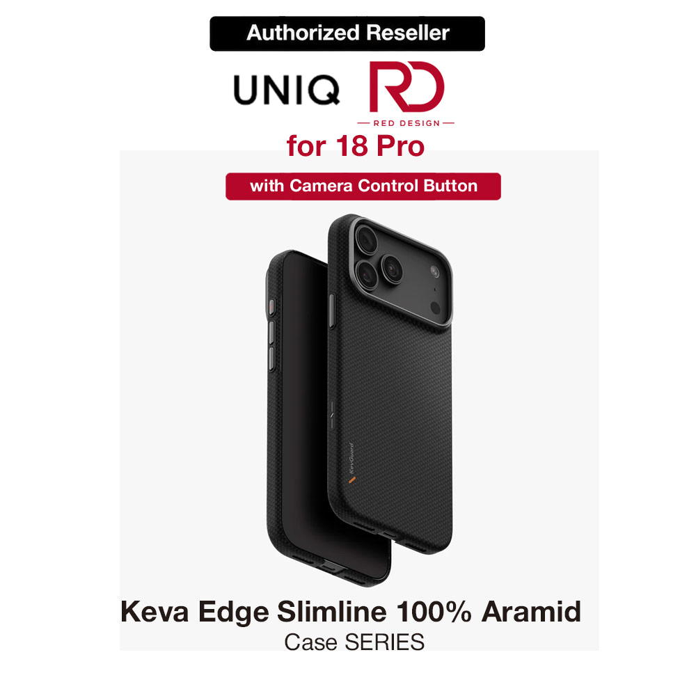 Picture of Uniq Keva Edge Slimline 100% Aramid Magnetic Case with Camera Control Button for iPhone 18 Pro- Carbon Black Apple iPhone 18 Pro- Apple iPhone 18 Pro Cases, Apple iPhone 18 Pro Covers, iPad Cases and a wide selection of Apple iPhone 18 Pro Accessories in Malaysia, Sabah, Sarawak and Singapore 