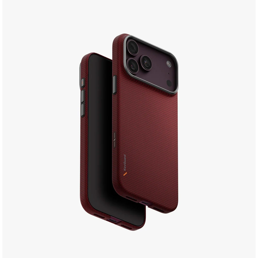Picture of Apple iPhone 18 Pro Max Case | Uniq Keva Edge Slimline 100% Aramid Magnetic Case with Camera Control Button for iPhone 18 Pro Max - Ember Red