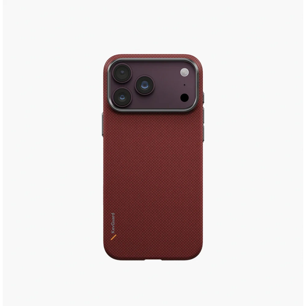 Picture of Apple iPhone 18 Pro Max Case | Uniq Keva Edge Slimline 100% Aramid Magnetic Case with Camera Control Button for iPhone 18 Pro Max - Ember Red