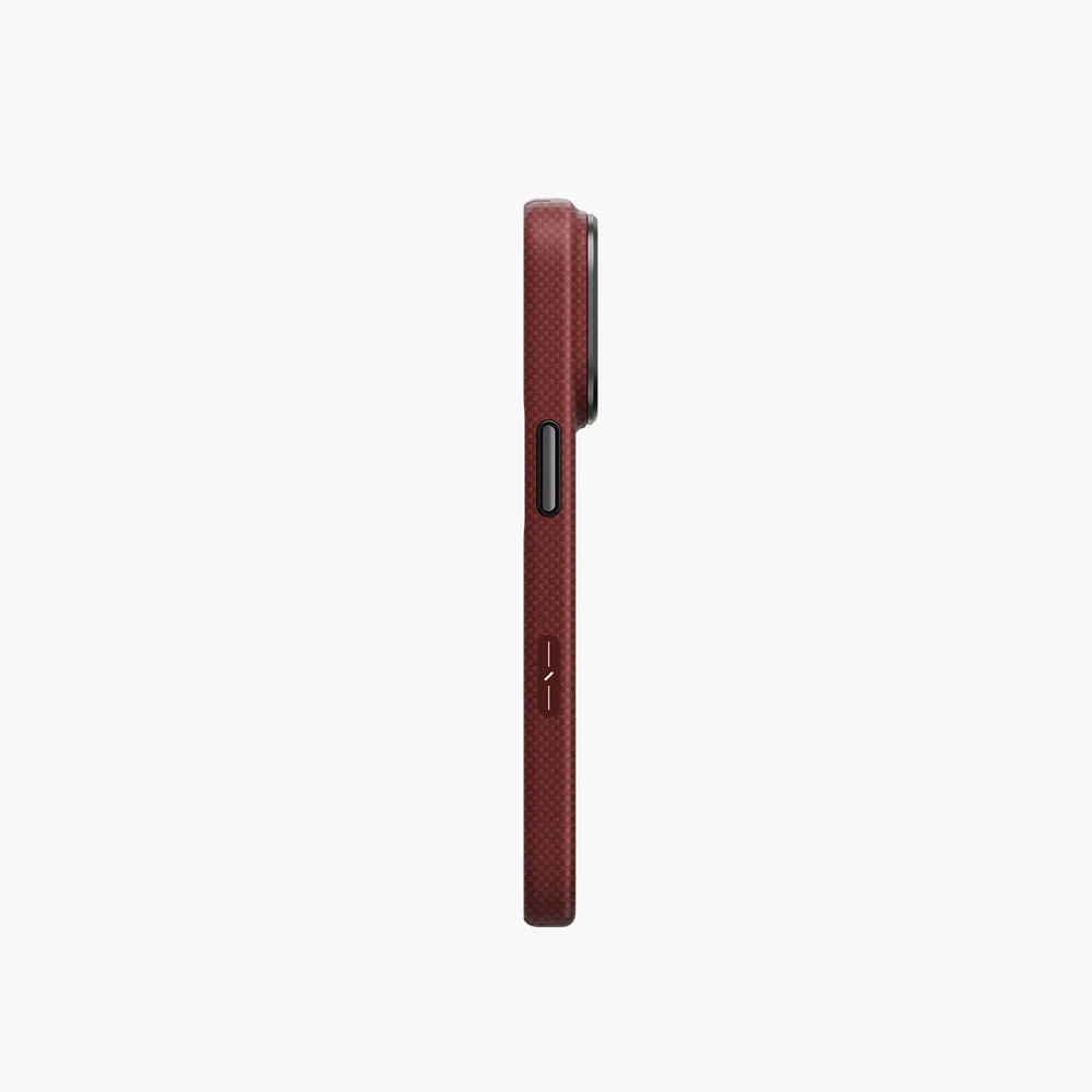 Picture of Apple iPhone 18 Pro Max Case | Uniq Keva Edge Slimline 100% Aramid Magnetic Case with Camera Control Button for iPhone 18 Pro Max - Ember Red