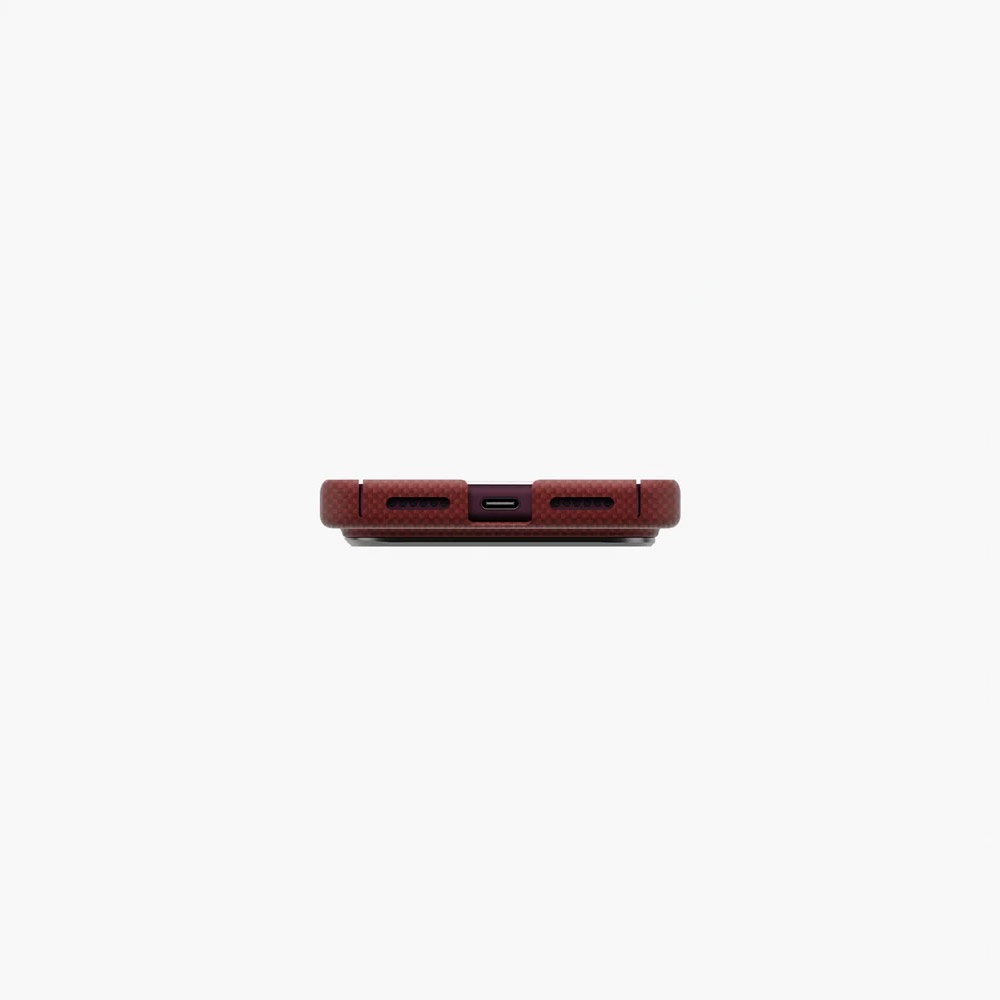 Picture of Apple iPhone 18 Pro Max Case | Uniq Keva Edge Slimline 100% Aramid Magnetic Case with Camera Control Button for iPhone 18 Pro Max - Ember Red