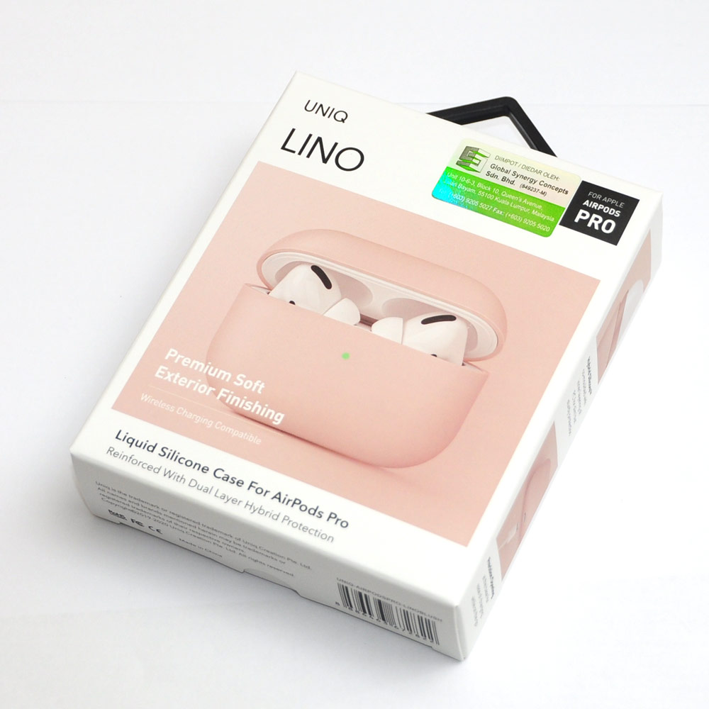 Picture of Apple Airpods Pro Case | Uniq Lino Thin Drop Protection Liquid Silicone Hard Case for Airpods Pro (Pink Blush)